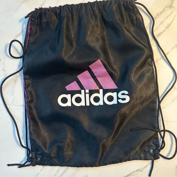 Vintage Adidas Magenta and Black drawstring Sports Sack - Picture 2 of 3
